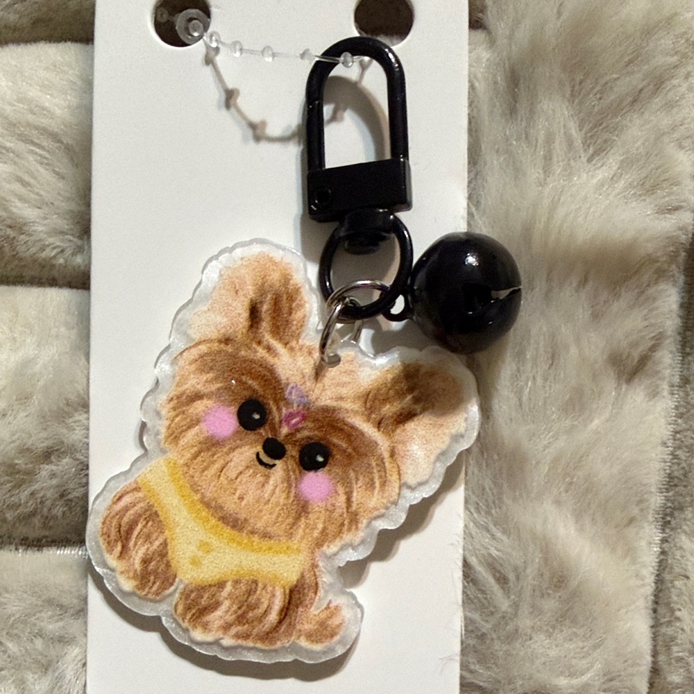 Yorkshire Terrier Acrylic zipper pull with Bell